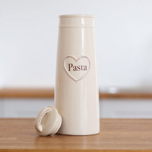 Shabby Chic Cream Pasta Jar With Heart Detail