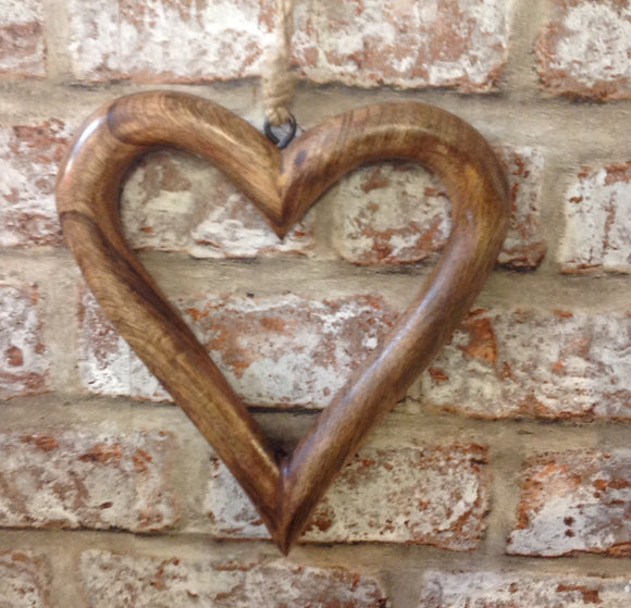 Small Chunky Wooden Open Heart