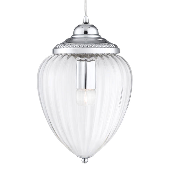 Glass And Chrome Pendant Light Fitting