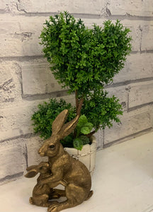 Bronzed Effect Hare And Baby