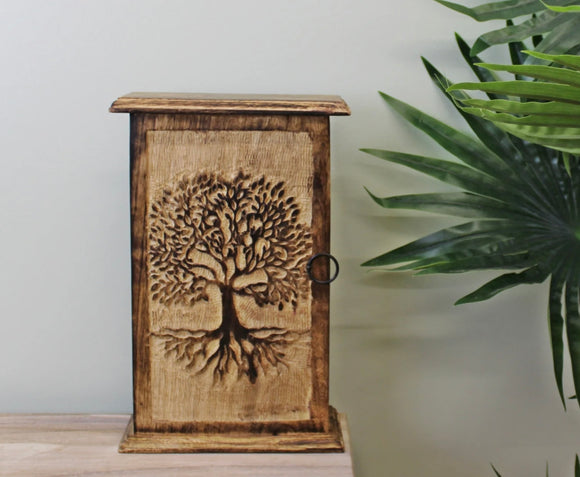 Tree Of Life Carved Wooden Key Cabinet