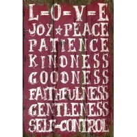 Wooden Wall Plaque With Love/ Joy / Peace