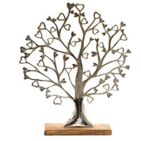 Metal Tree Of Life On Wooden Base
