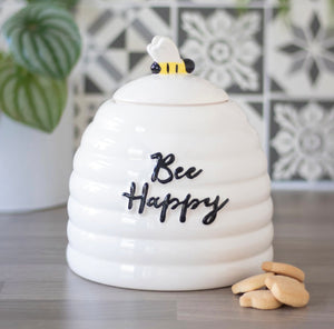 Ceramic Bee Happy Storage Jar