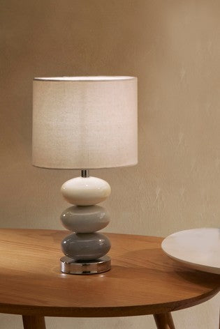 Triple Stack Grey Table Lamp