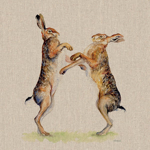 Boxing Hares Canvas Picture