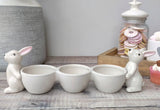 Ceramic Grey Rabbit Triple Dish