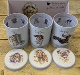Wrendale Dogs Tea Coffee And Sugar Canisters