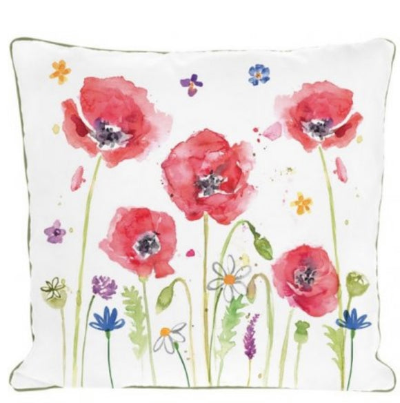 Poppy Field Wildflowers Cushion
