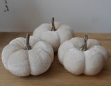 Velvet White Pumpkins Set Of 3
