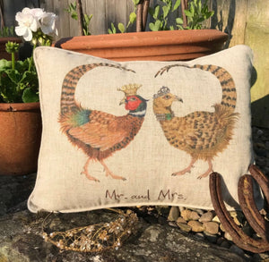 Pheasant Mr And Mrs Linen Mix Cushion