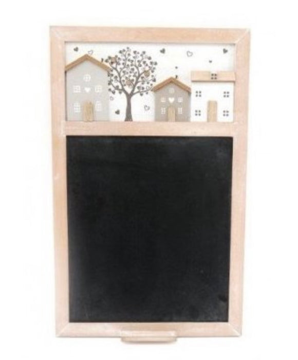 Wooden House And Tree Of Life Rustic Chalkboard