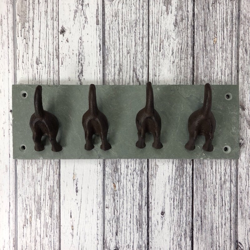 Cast Iron Dog Tails Hooks On Slate – Make Your House A Home