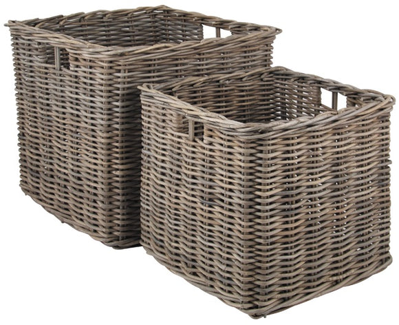 Wicker Set Of 2  Square Baskets