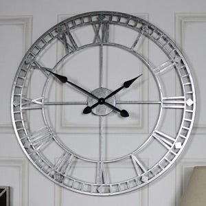 Antique Silver Metal Wall Clock