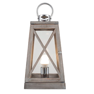 Grey And Chrome Lantern Table Lamp