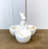 White Ceramic Bunny Three Egg Cup