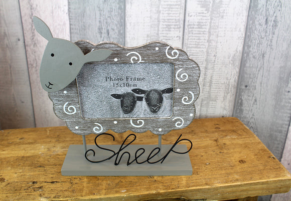 Grey Wooden Sheep Photo Frame
