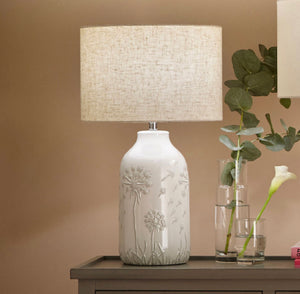 Ceramic White Floral Table Lamp