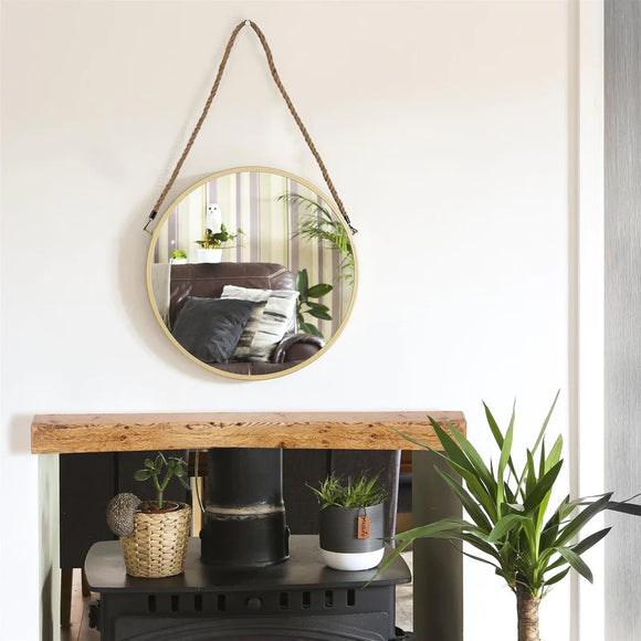 Gold Mirror With Rope Hanger