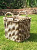 Wicker Medium Log Basket With Hessian Lining