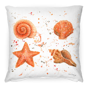Orange Sea Shell Feather Cushion