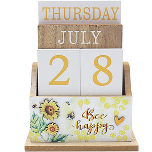 Perpetual Calendar Sunflower And Bee Happy
