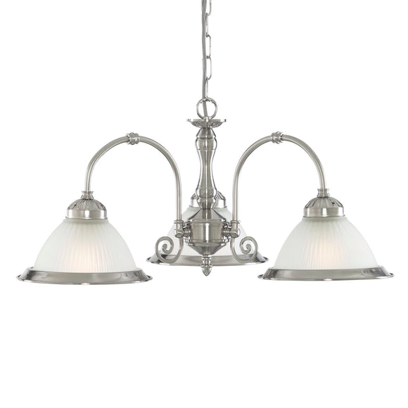 Diner 3 Light Fitting In Satin Silver
