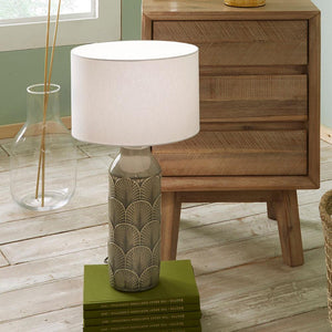 Grey Ceramic Patterned Table Lamp