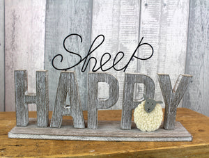 Happy Sheep Wooden Ornament