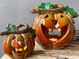 Ceramic Set Of Two Pumpkin Tea Light Holder