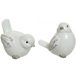 Set Of 2 Ceramic Lavender Decorated Birds