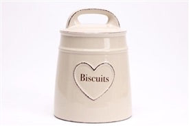 Shabby Chic Cream Biscuit Jar With Heart Detail