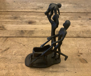 Family Of Three Baby And Pram Metal Ornament