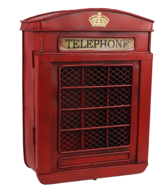 Retro Red Metal Telephone Wall Mounted Key Box