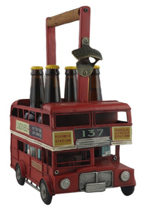 Red Metal Vintage Bus Bottle Holder