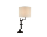 Black Metal Table Lamp And Linen Shade