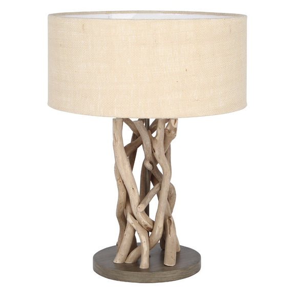 Driftwood Table Lamp With Natural Jute Shade