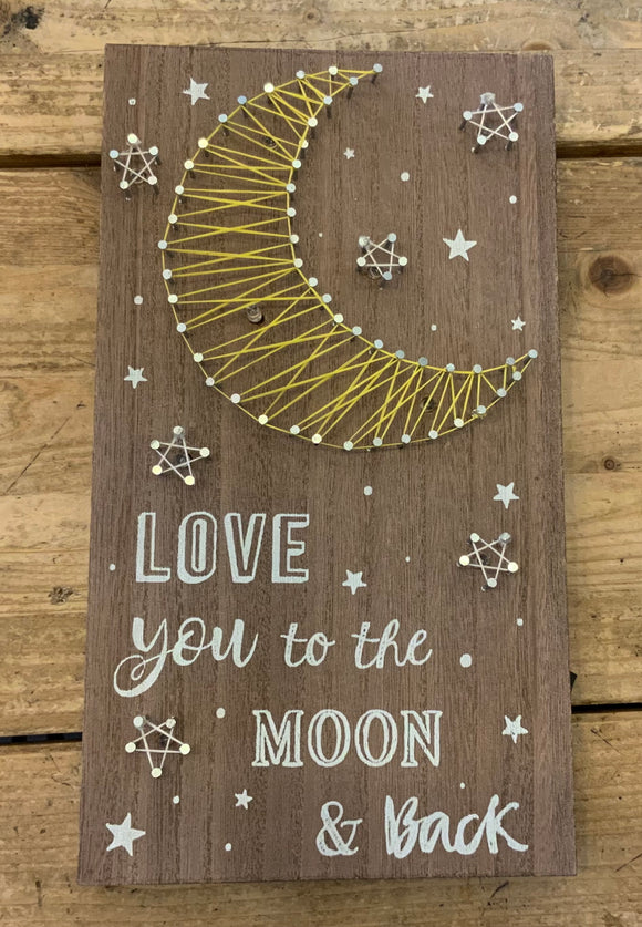 Wooden Moon And Back Led Plaque