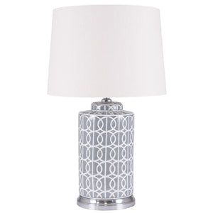Tall Grey And White Pattern Lamp