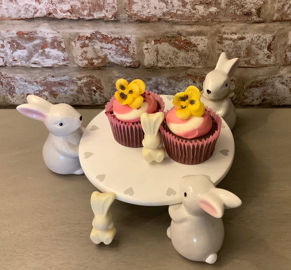 Trio Of Rabbits Ceramic Cake Stand