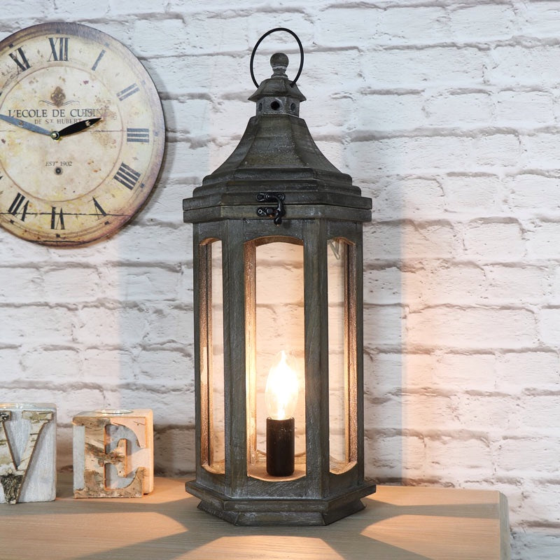 Antique Wood Lantern Table Lamp – Make Your House A Home