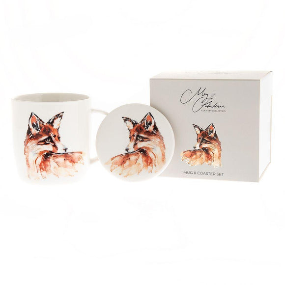 Meg Hawkins Fox Mug And Coaster Gift Set