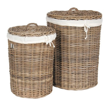 Wicker Set Of 2  Round Baskets