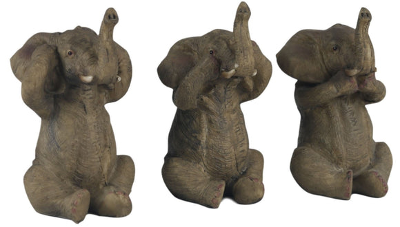 3 Wise Elephants See/Hear /Speak No Evil