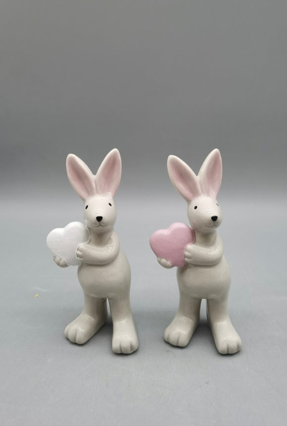 Ceramic Standing Rabbit And Heart