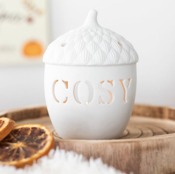 Acorn Tealight Holder With Cosy Wording