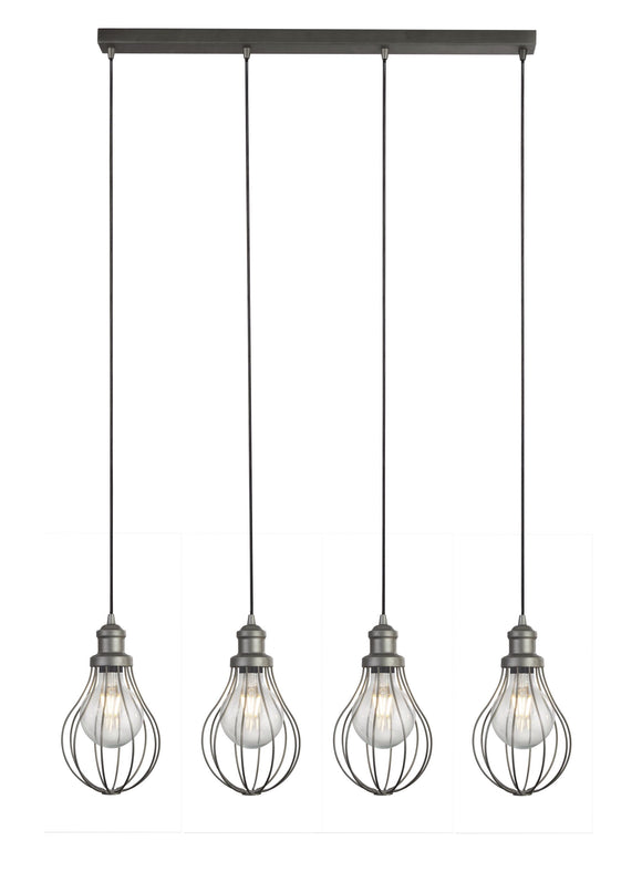 Cage 4 Light Pendant In Pewter Finish