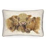 Three Is A Crowd Highland Cow Cushion